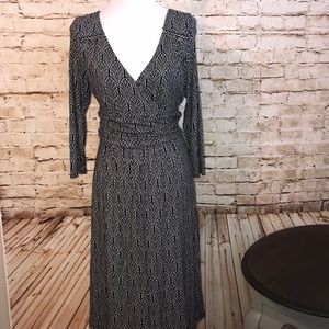 Maeve Black and White Midi Dress